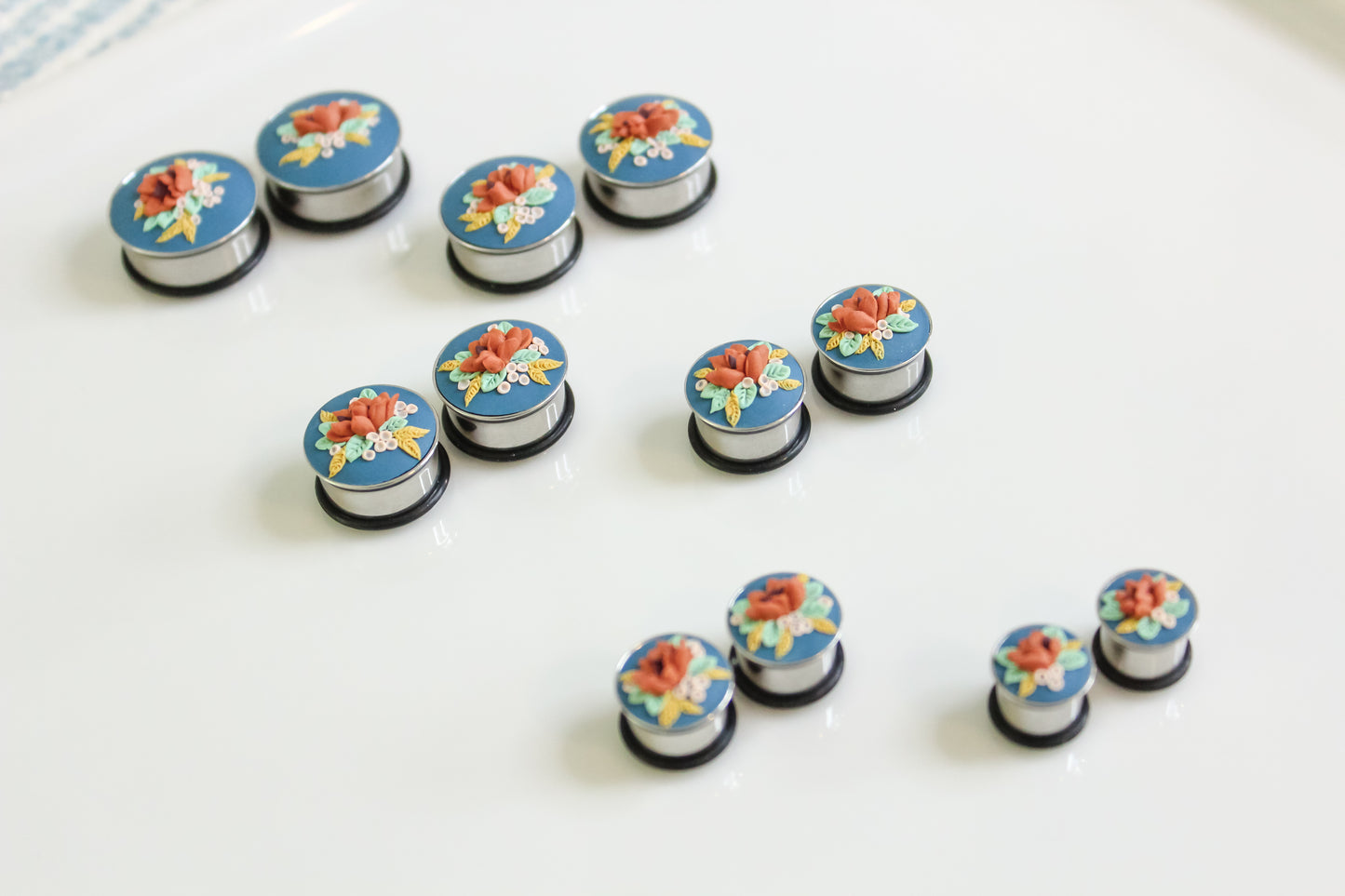 Gauges - Blue & Orange Florals