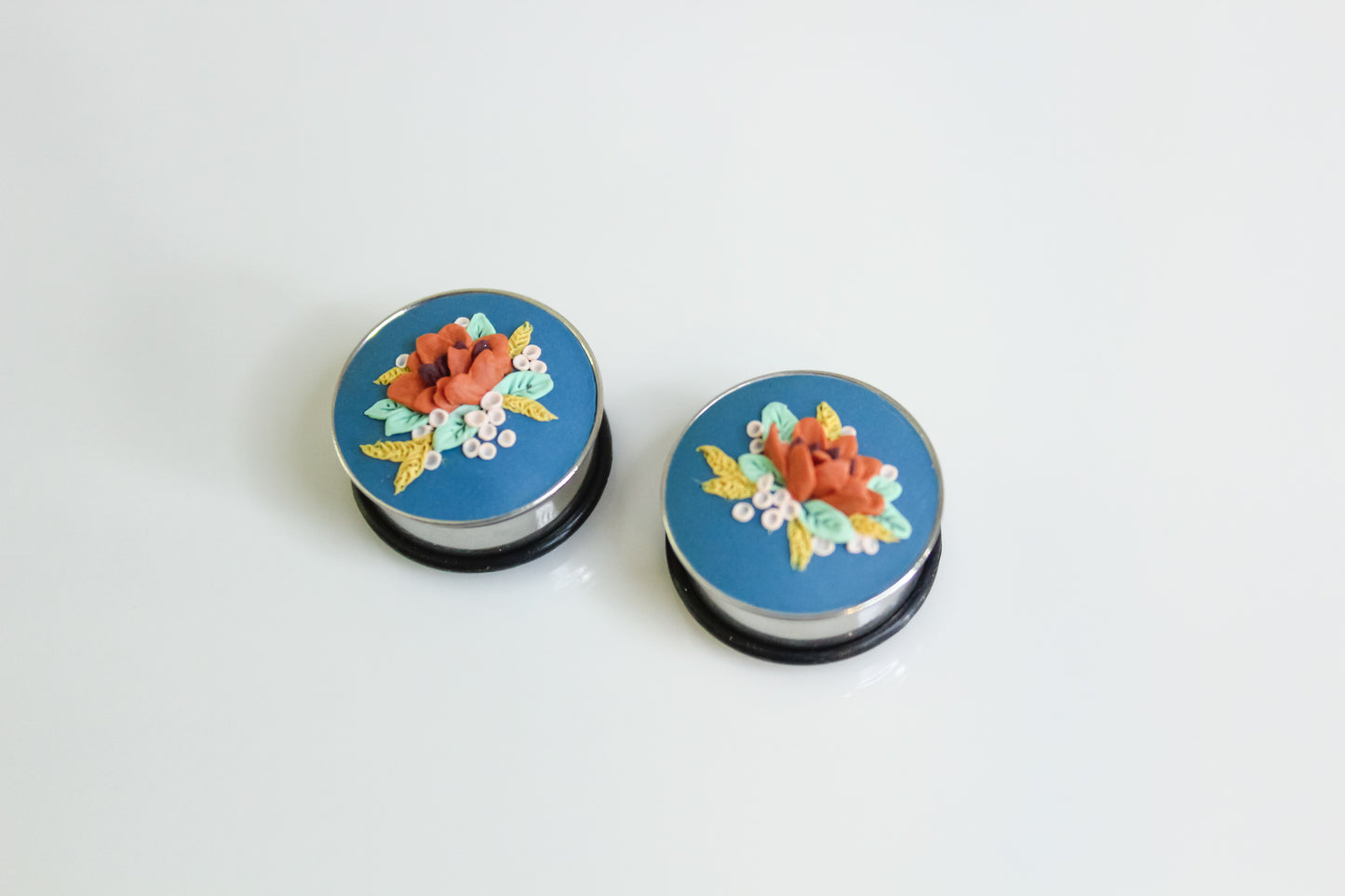 Gauges - Blue & Orange Florals