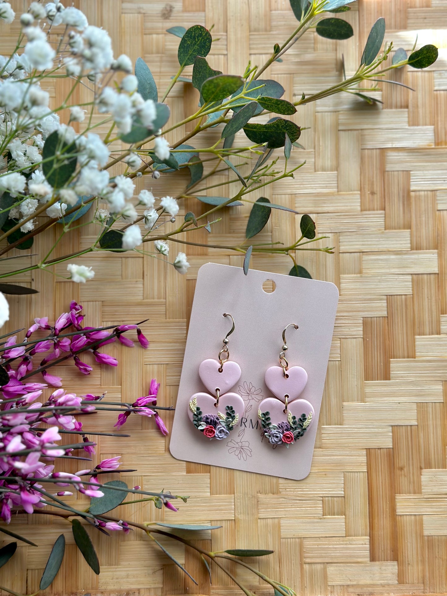 Be my Valentine Collection - Double Heart Dangle Pink
