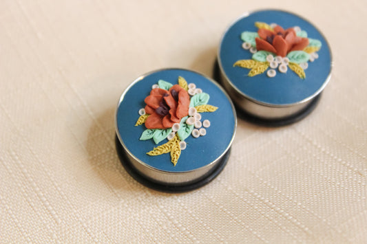 Gauges - Blue & Orange Florals