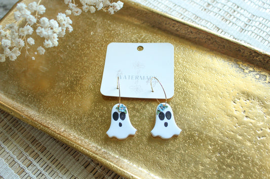 Halloween Collection - Blue Floral Ghost Dangles