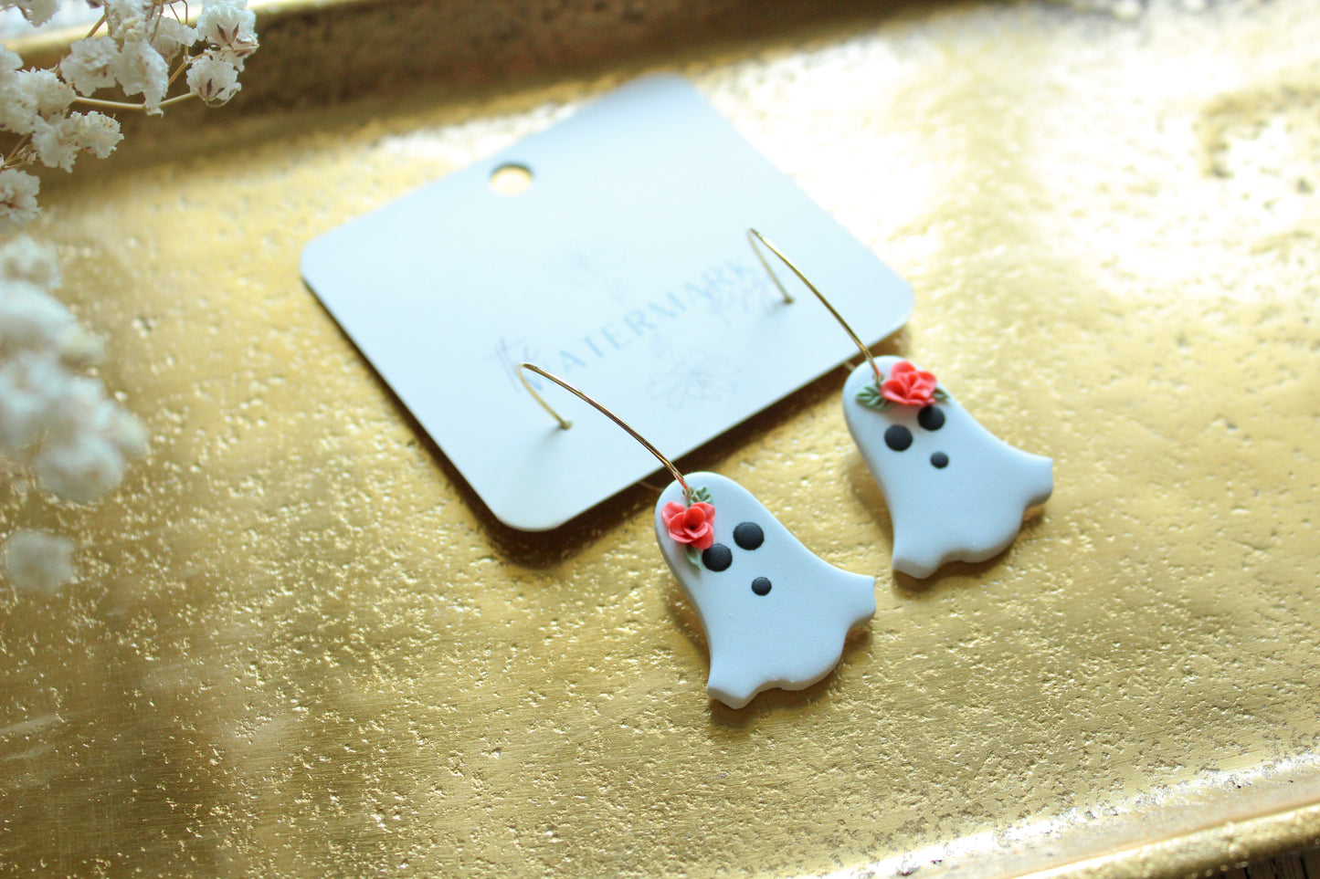 Halloween Collection - Pink Floral Ghost Dangles