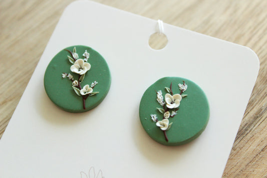 Emerald Florals - Circle Studs